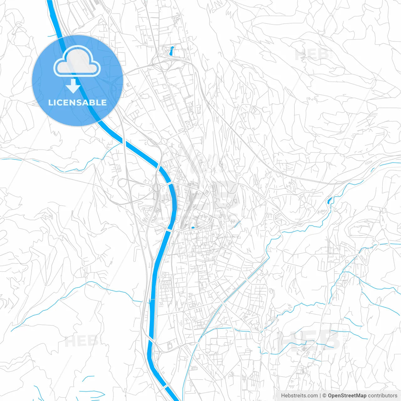Trento, Italy bright two-toned vector map
