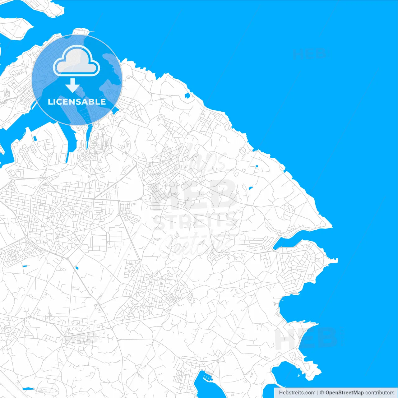 Żabbar, Malta bright two-toned vector map