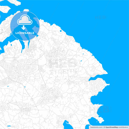 Żabbar, Malta bright two-toned vector map