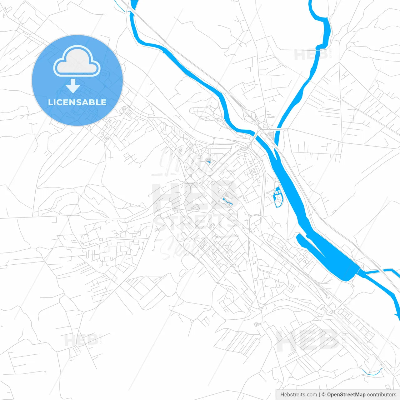 Pitești, Romania bright two-toned vector map