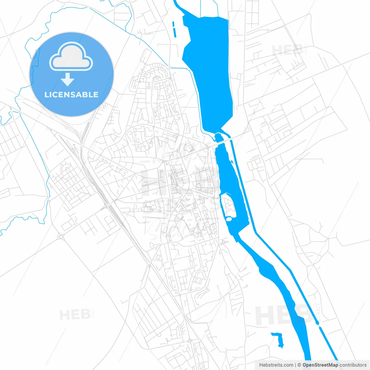 Bacău, Romania bright two-toned vector map