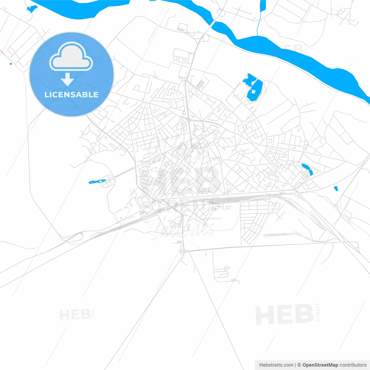 Buzău, Romania bright two-toned vector map
