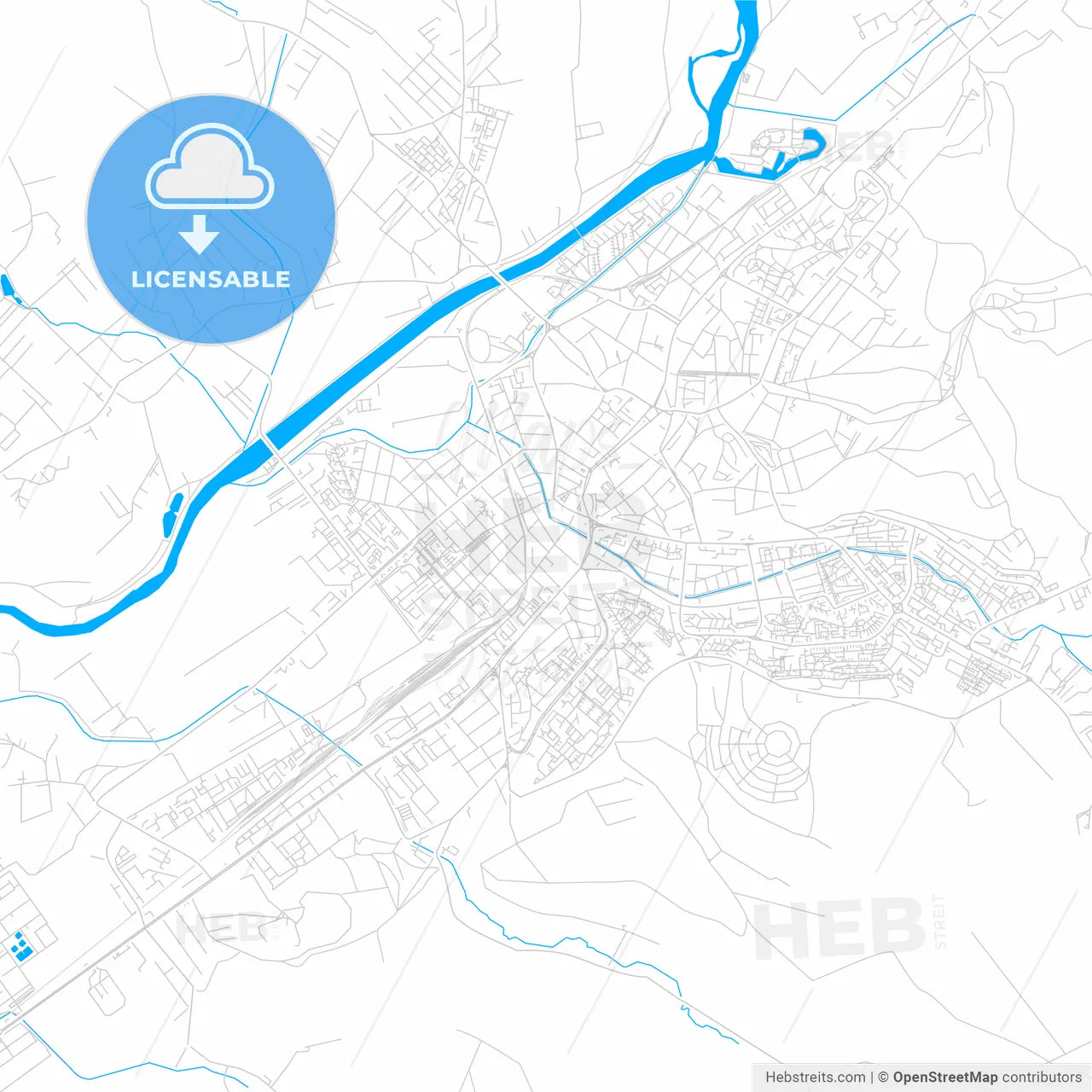Târgu Mureș, Romania bright two-toned vector map