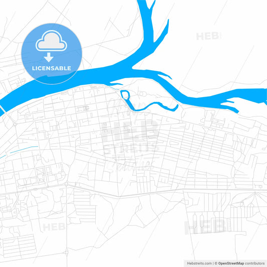Kyzyl, Russia bright two-toned vector map