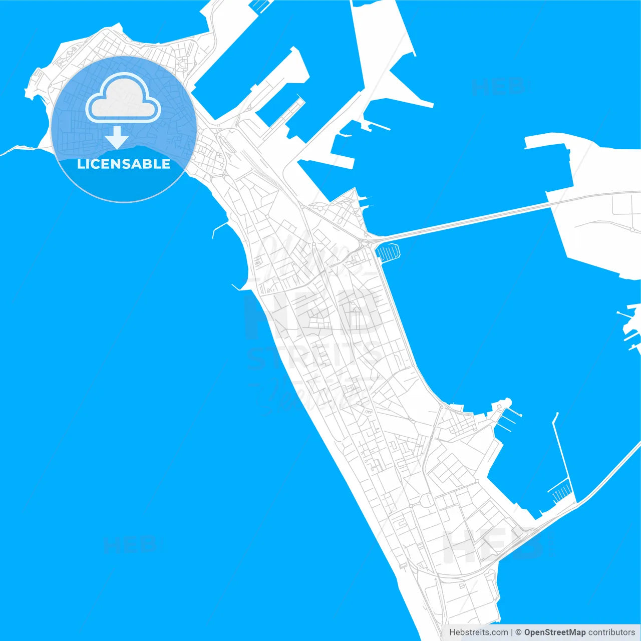 Cadiz, Spain bright two-toned vector map