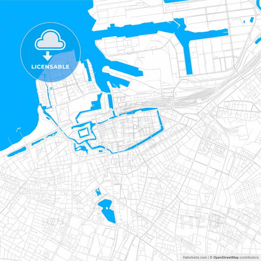 Malmö, Sweden bright two-toned vector map