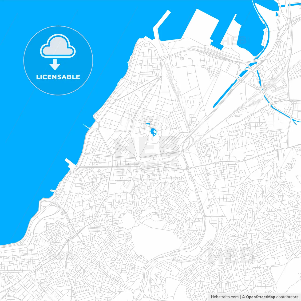 İzmir, Turkey bright two-toned vector map