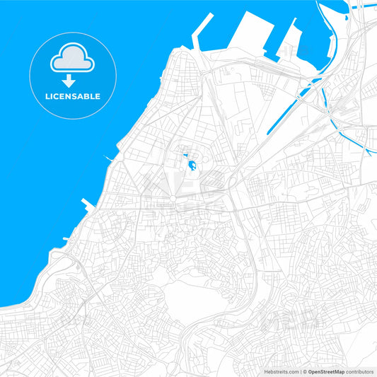 İzmir, Turkey bright two-toned vector map