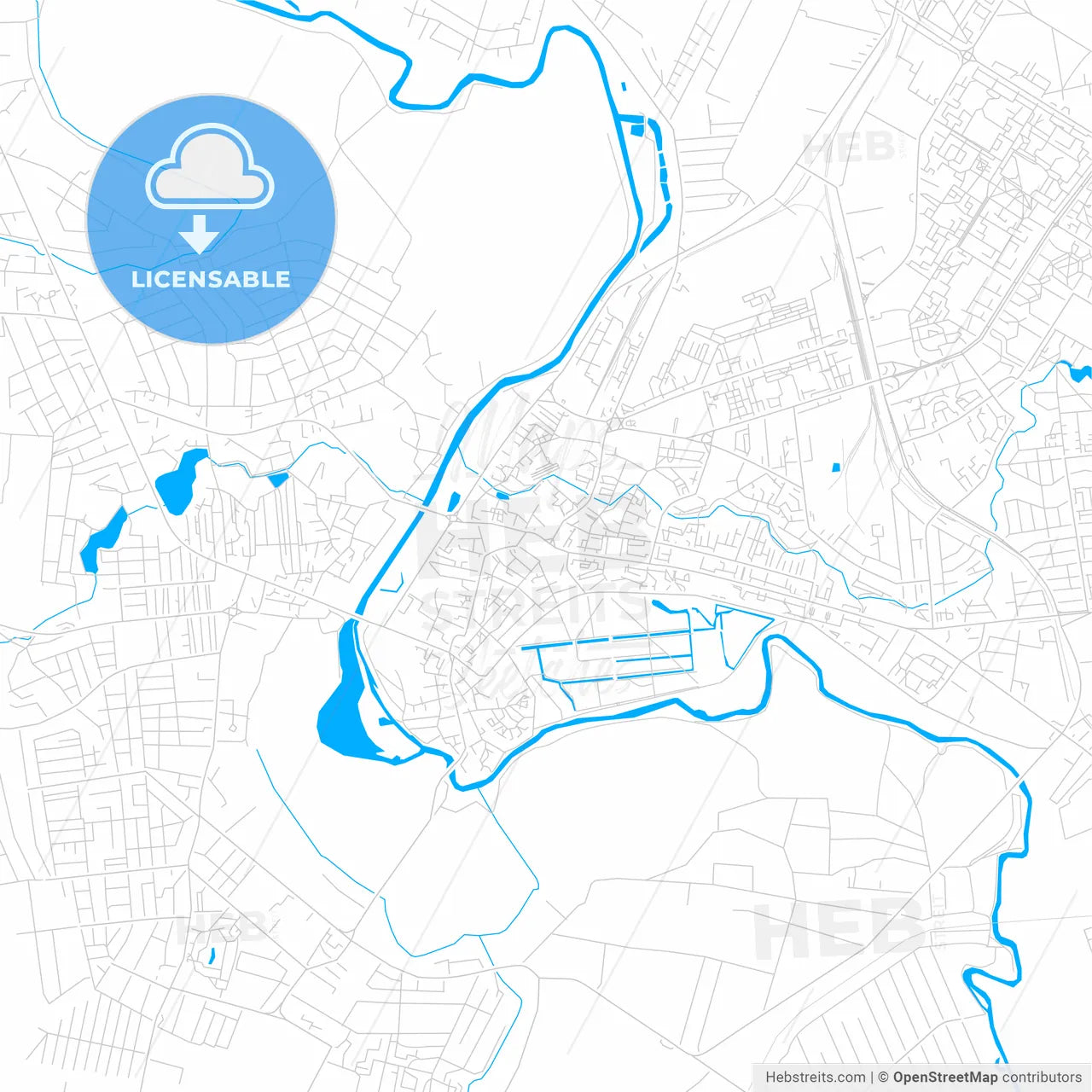 Lutsk, Ukraine bright two-toned vector map