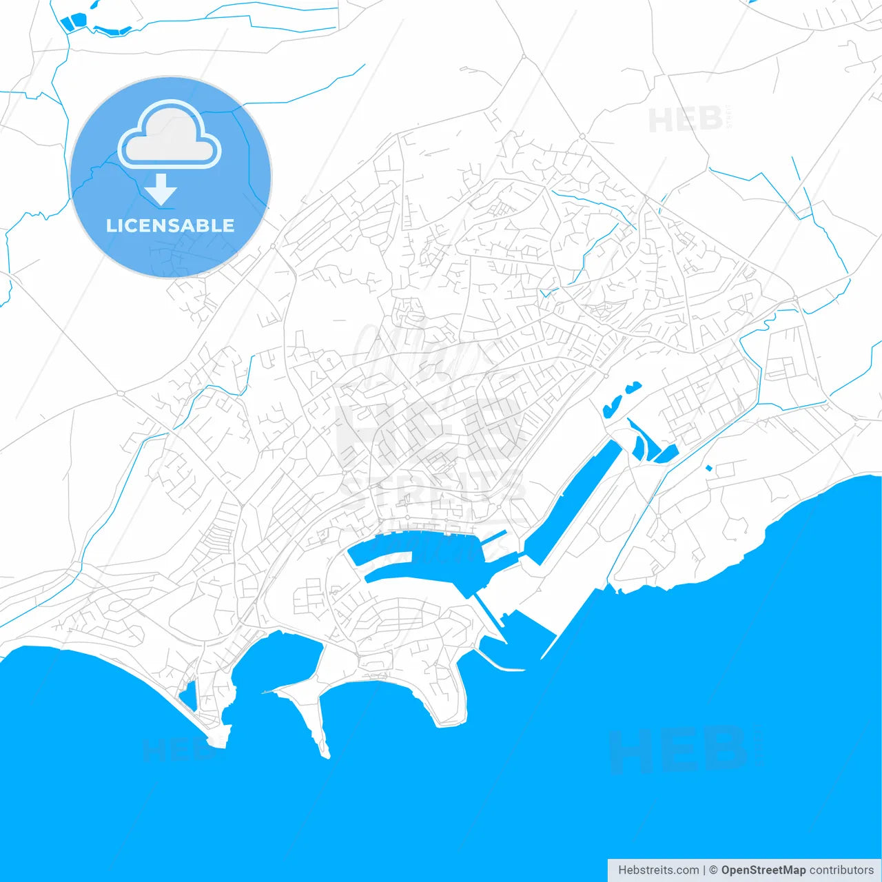 Barry, Wales bright two-toned vector map