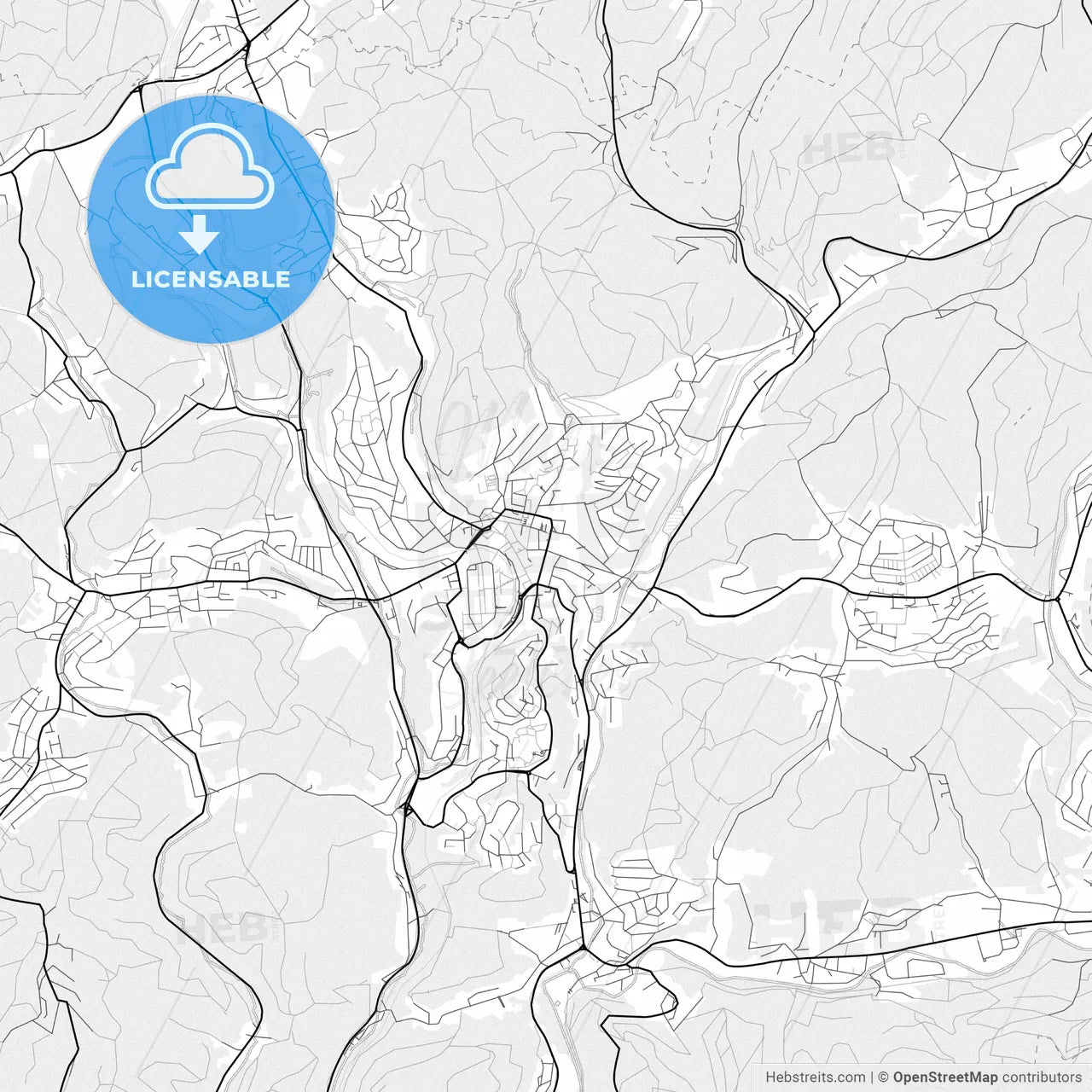 Vector PDF map of Gummersbach, Germany