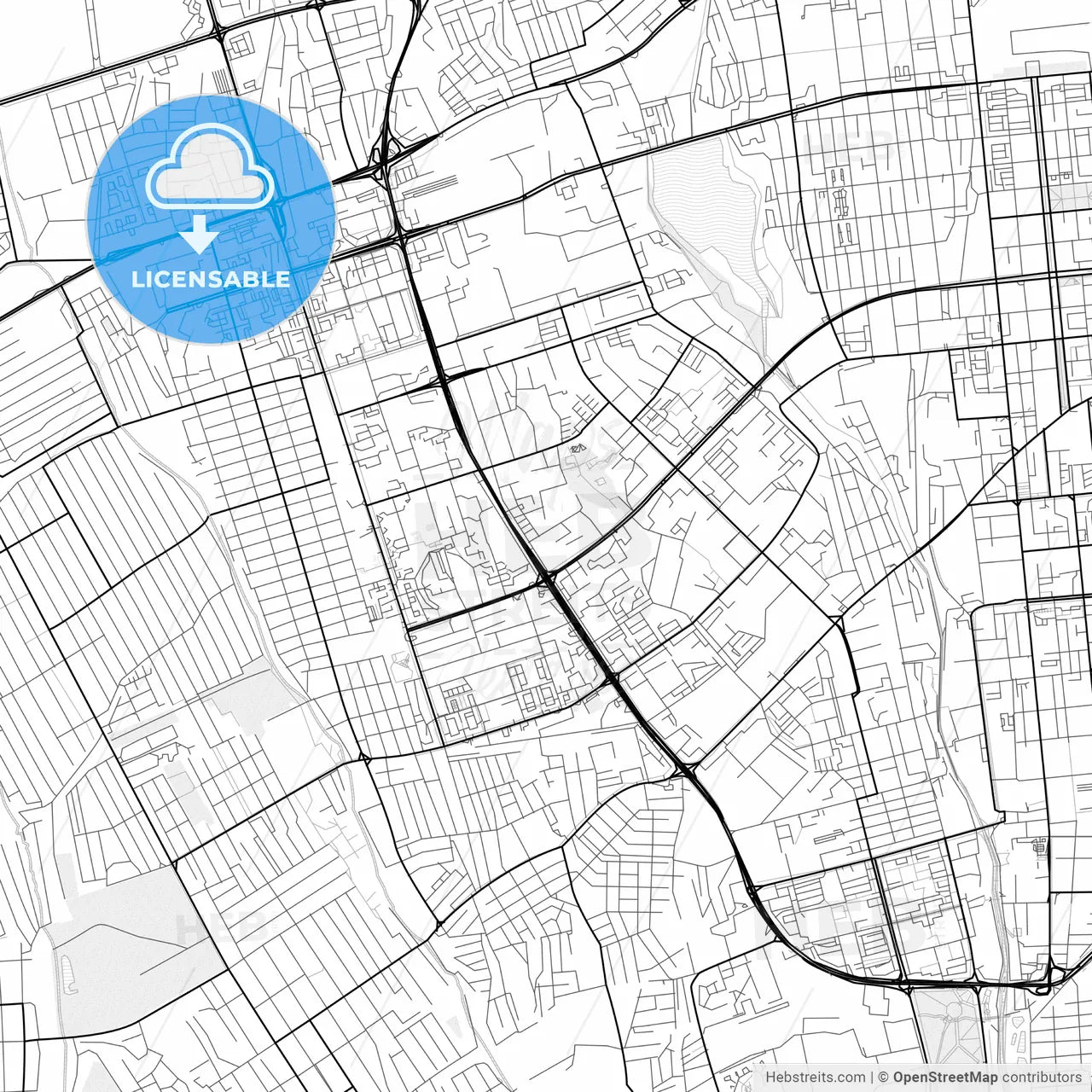 Vector PDF map of Almaty, Kazakhstan