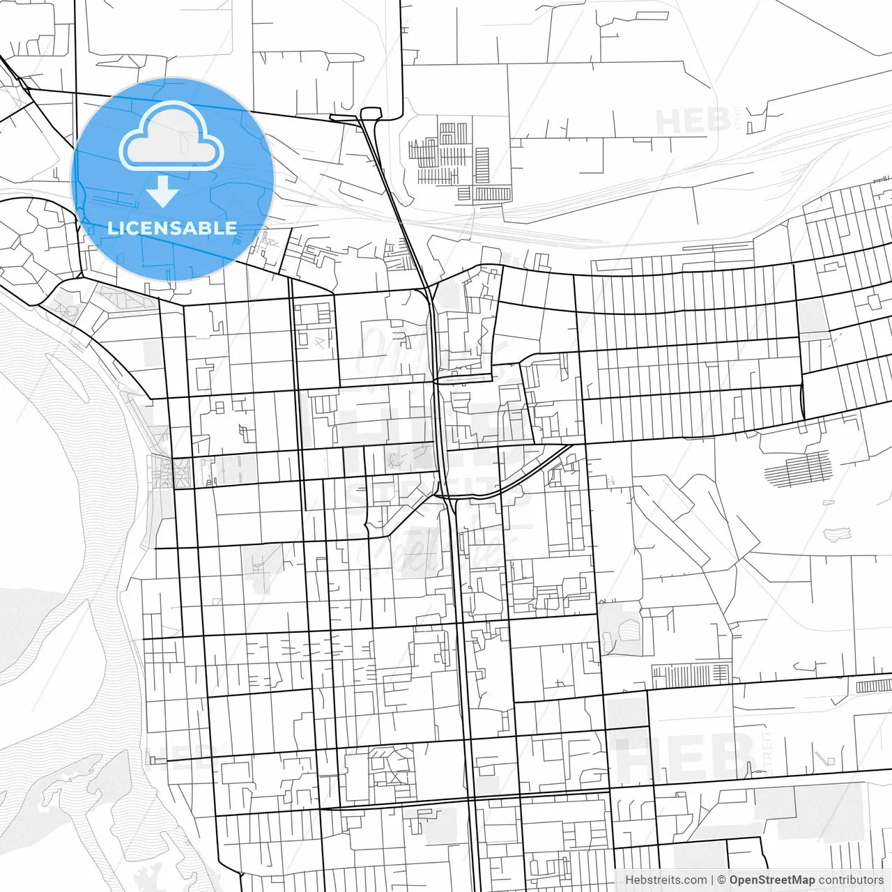 Vector PDF map of Pavlodar, Kazakhstan