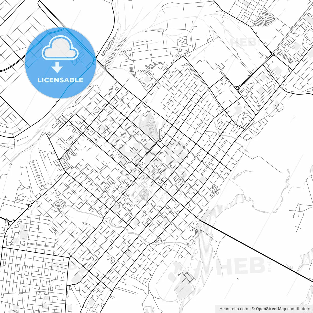 Vector PDF map of Kostanay, Kazakhstan