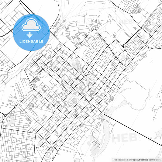 Vector PDF map of Kostanay, Kazakhstan