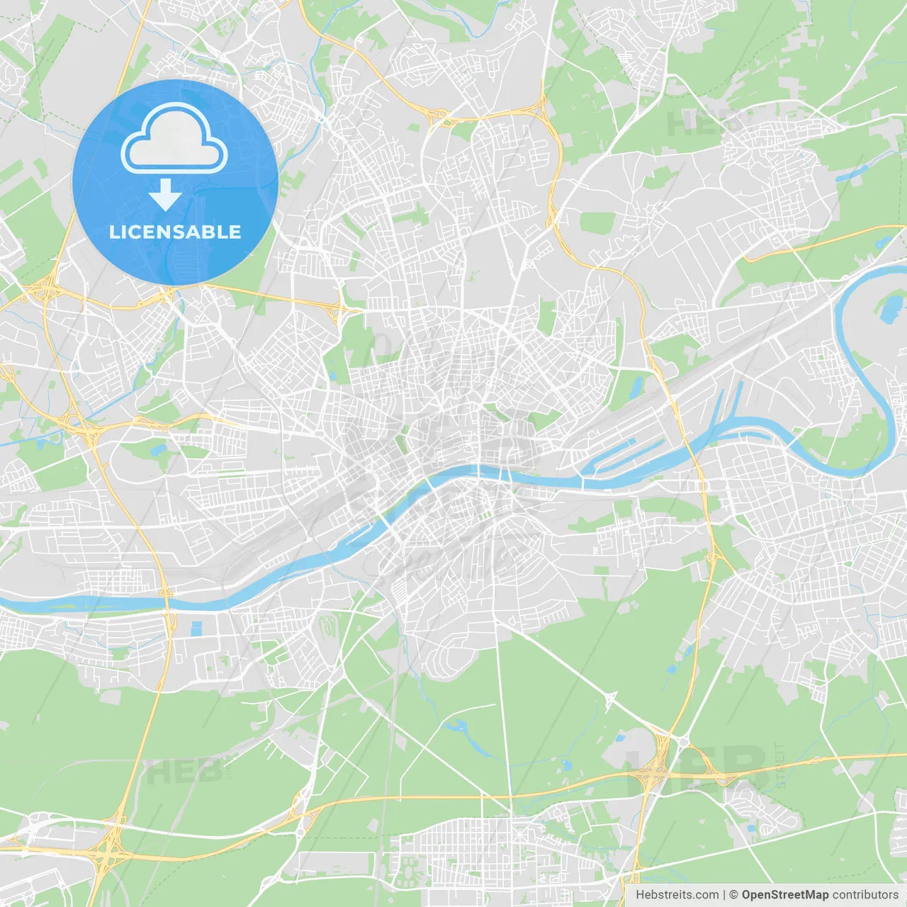 Frankfurt, Germany printable street map
