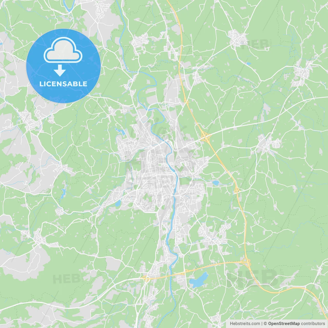 Kempten (Allgau), Germany printable street map