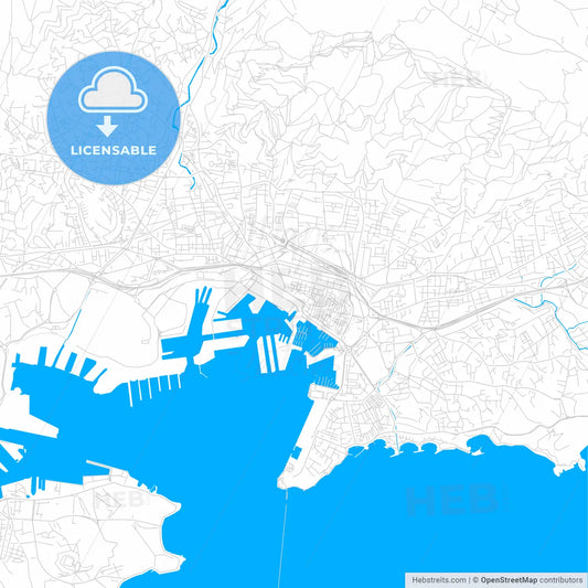 Toulon, France bright two-toned vector map