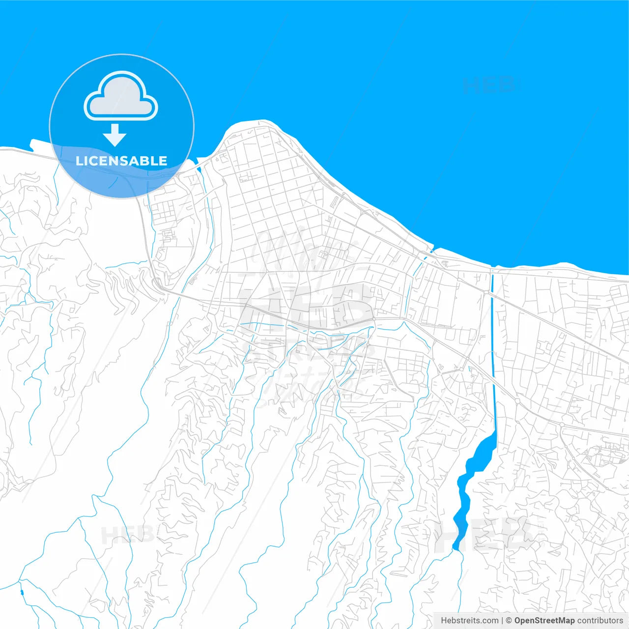 Saint-Denis, France bright two-toned vector map