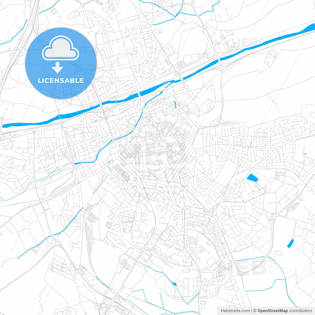 Perpignan, France bright two-toned vector map