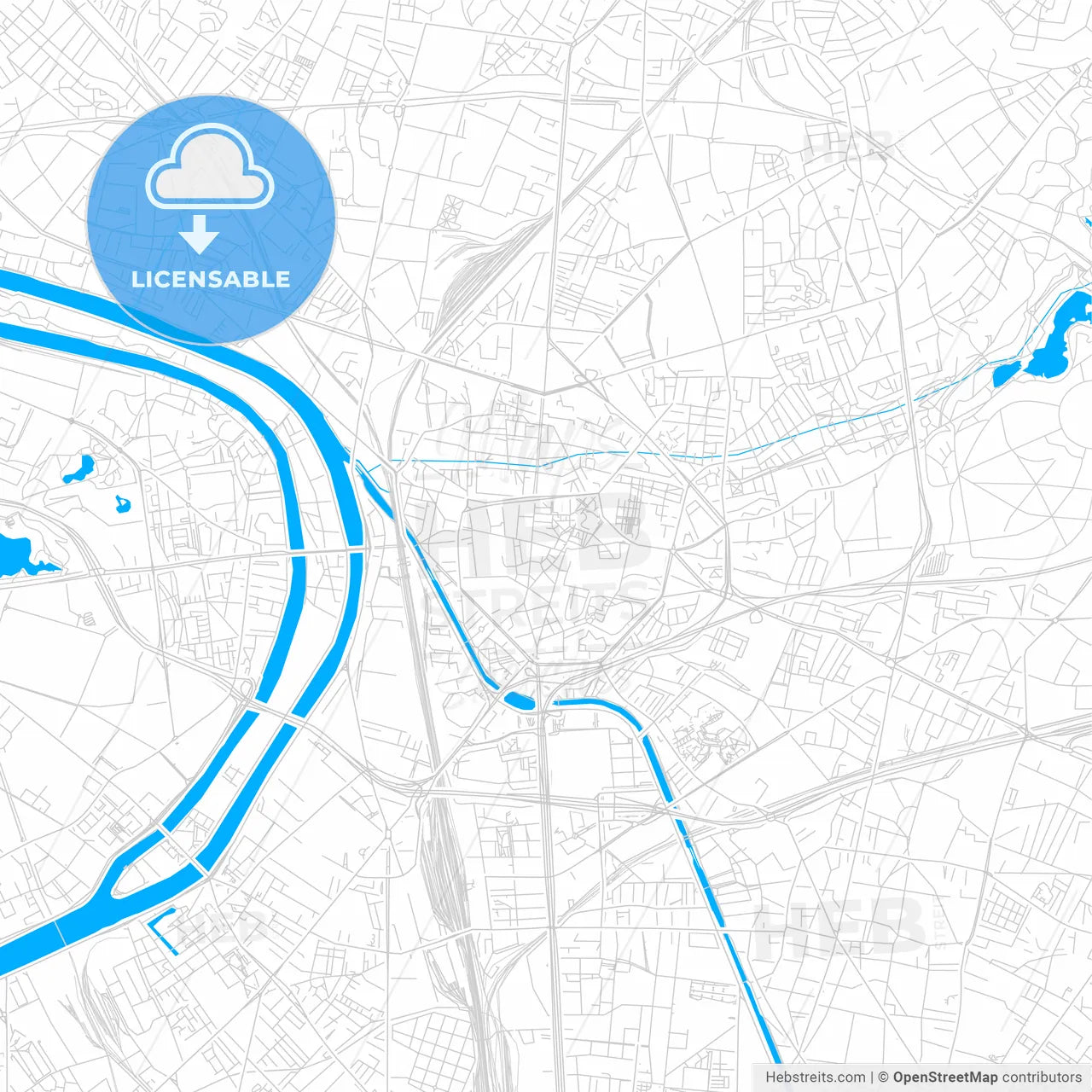 Saint-Denis, France bright two-toned vector map