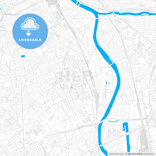 Vitry-sur-Seine, France bright two-toned vector map