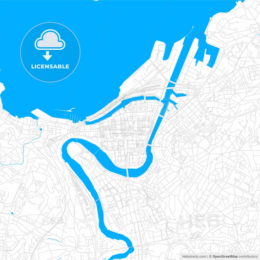 Trondheim, Norway bright two-toned vector map