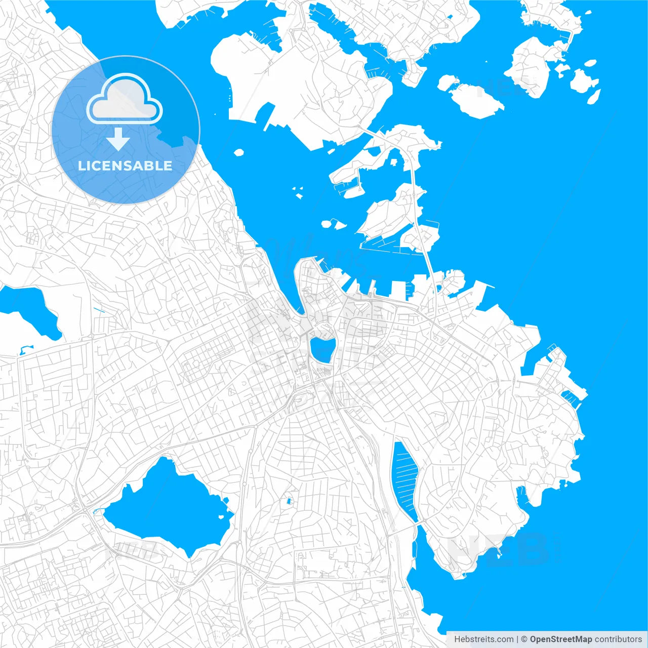 Stavanger, Norway bright two-toned vector map