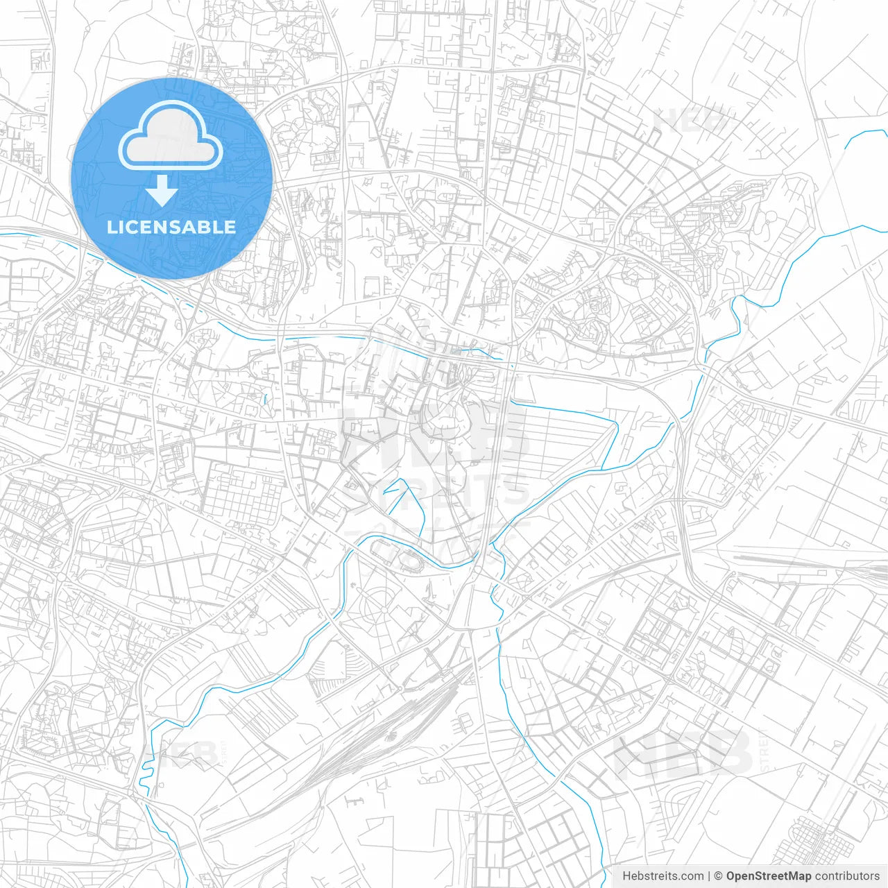 Lublin, Poland bright two-toned vector map
