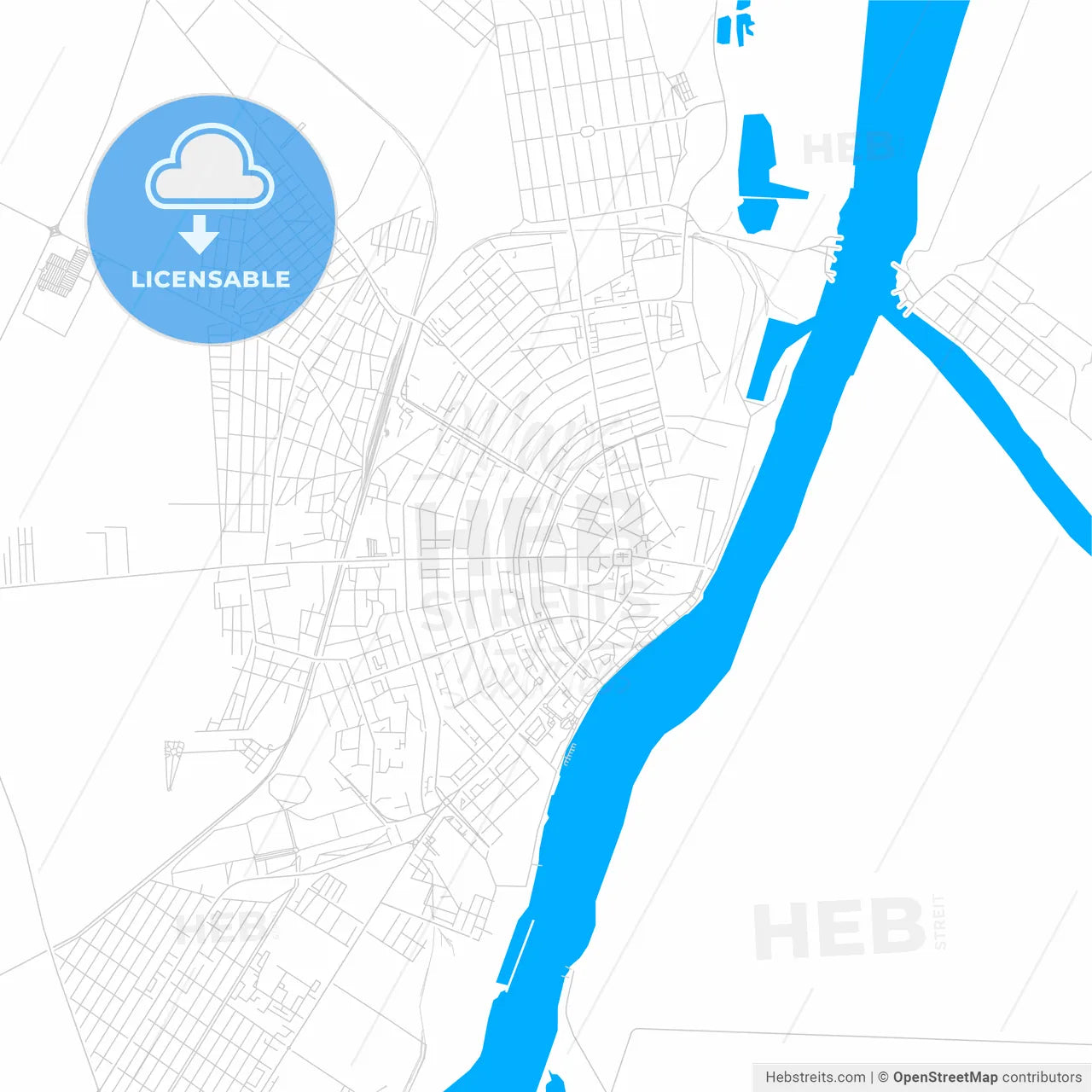 Brăila, Romania bright two-toned vector map