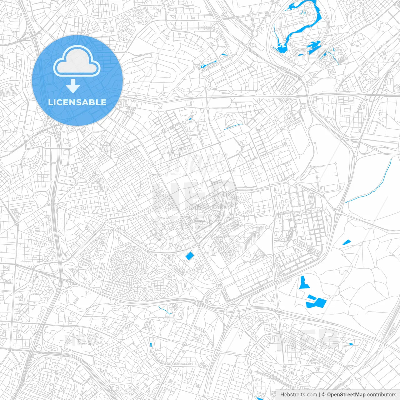San Blas, Spain bright two-toned vector map