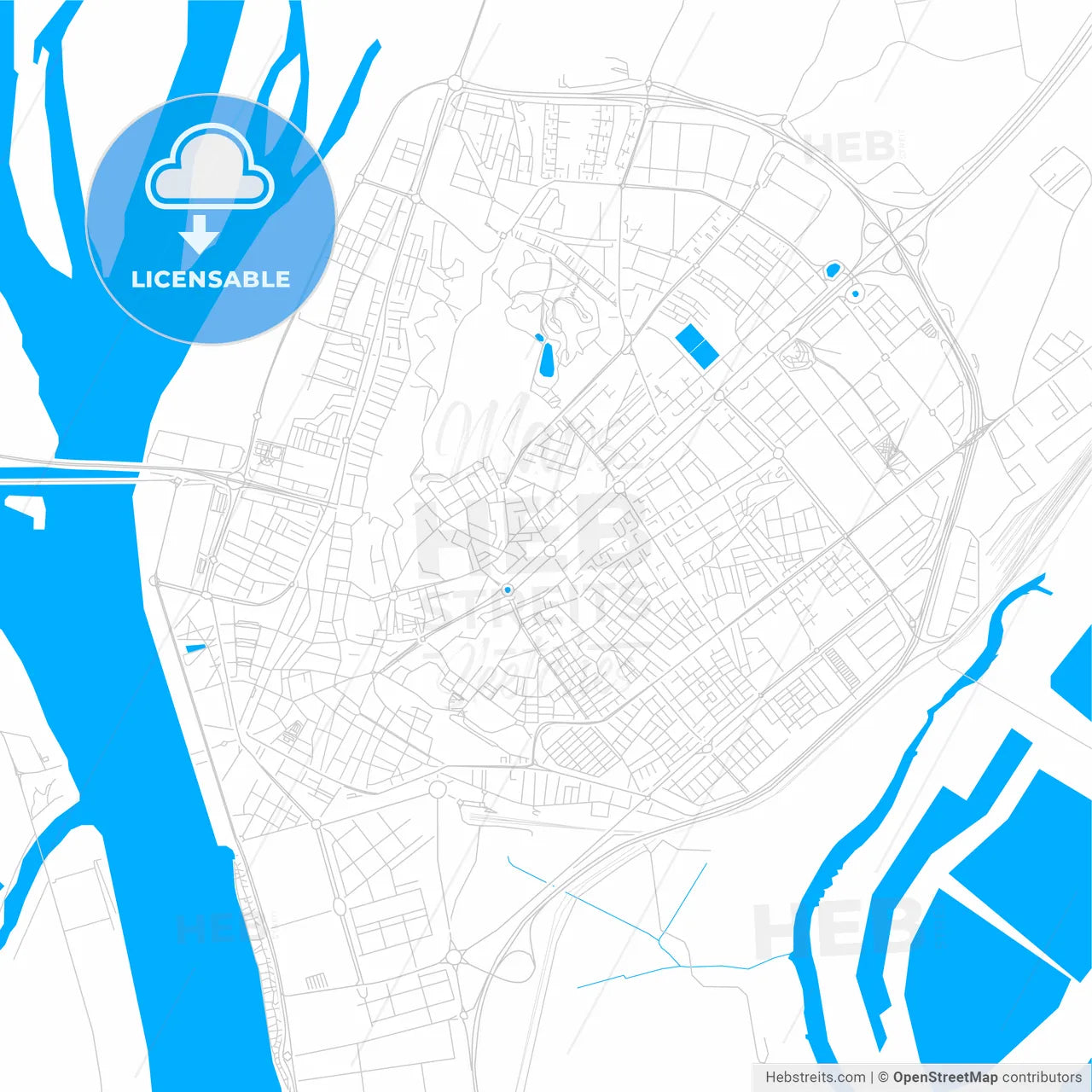 Huelva, Spain bright two-toned vector map
