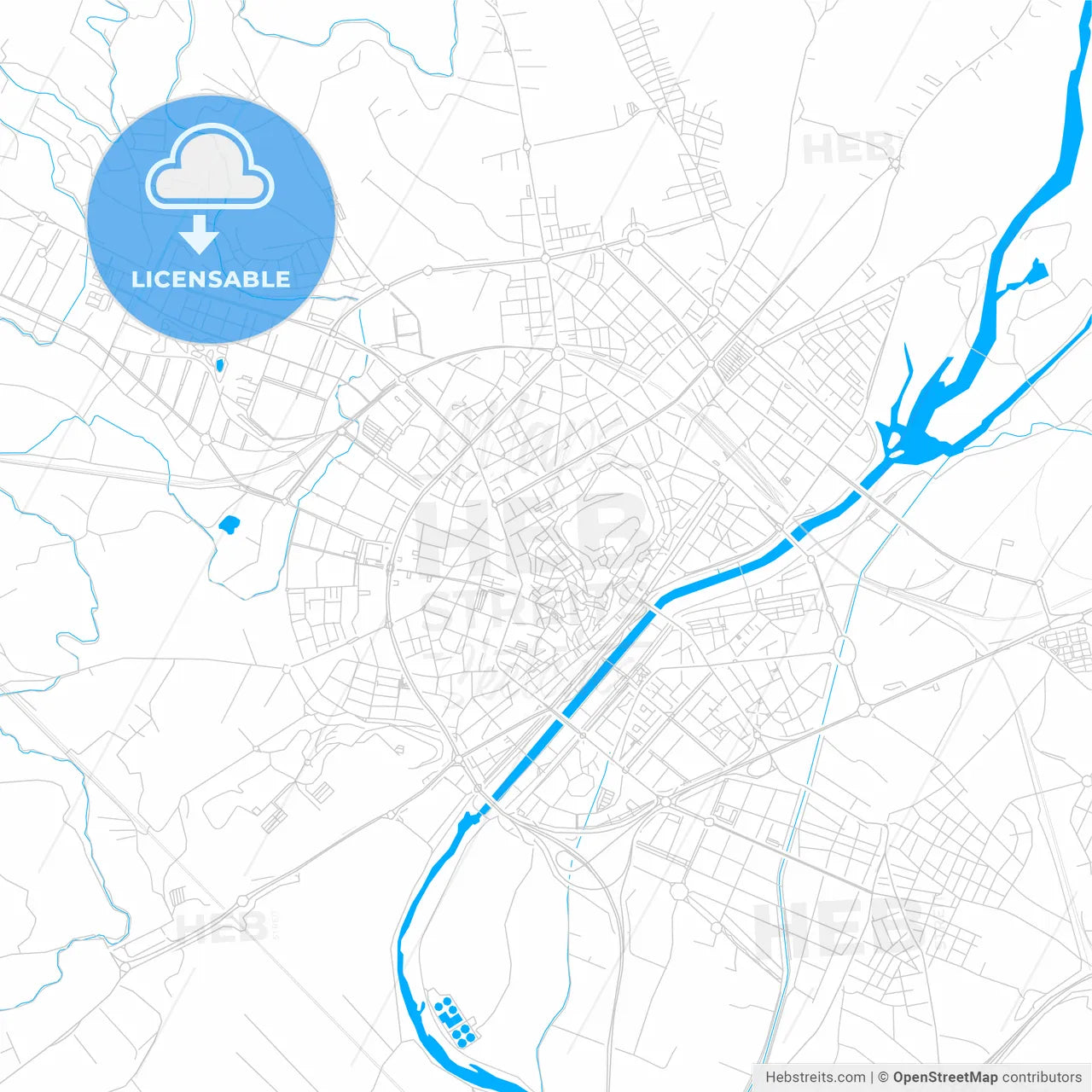 Lleida, Spain bright two-toned vector map