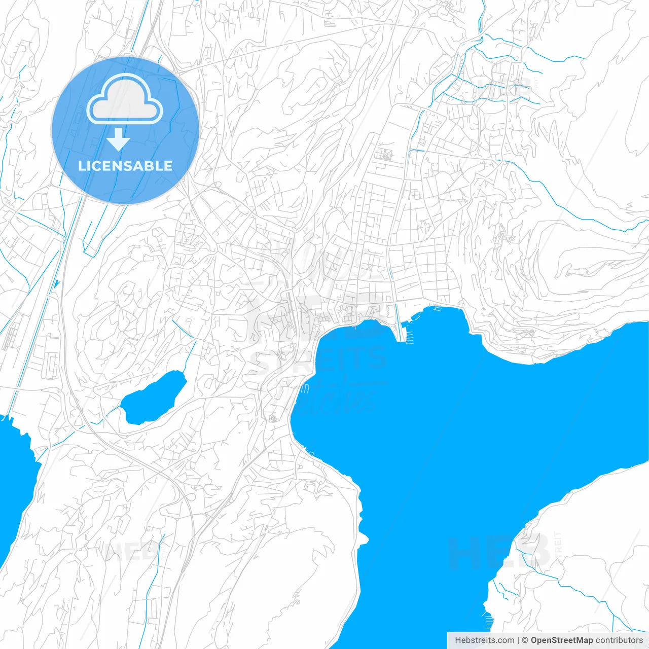 Lugano, Switzerland bright two-toned vector map