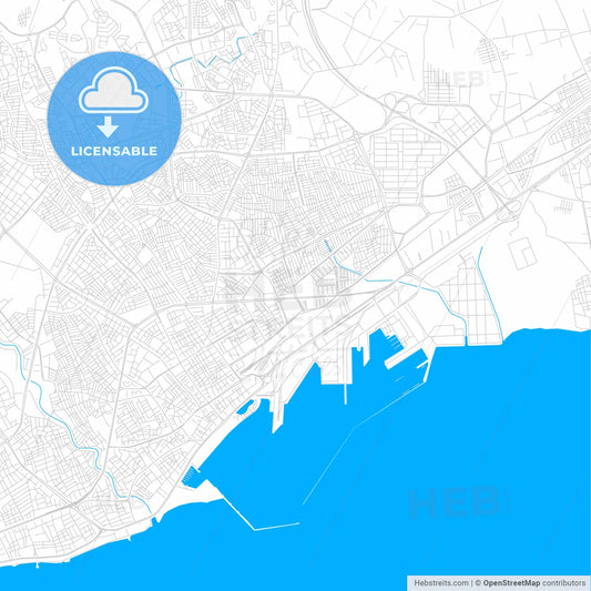 Mersin, Turkey bright two-toned vector map