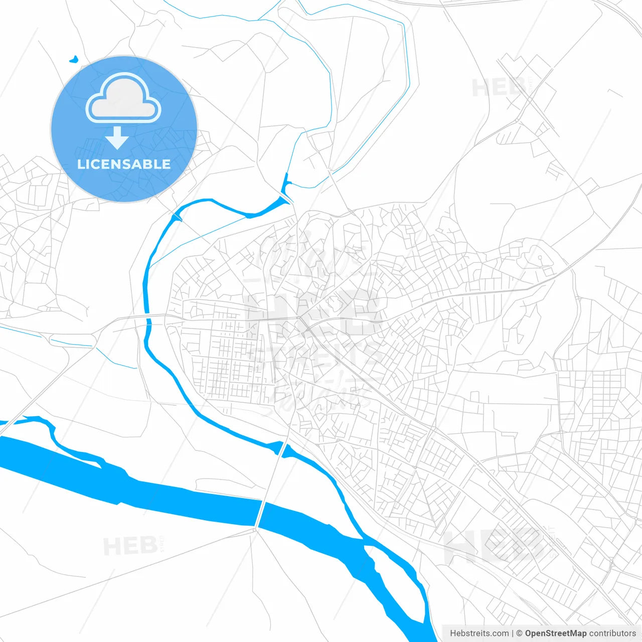 Edirne, Turkey bright two-toned vector map