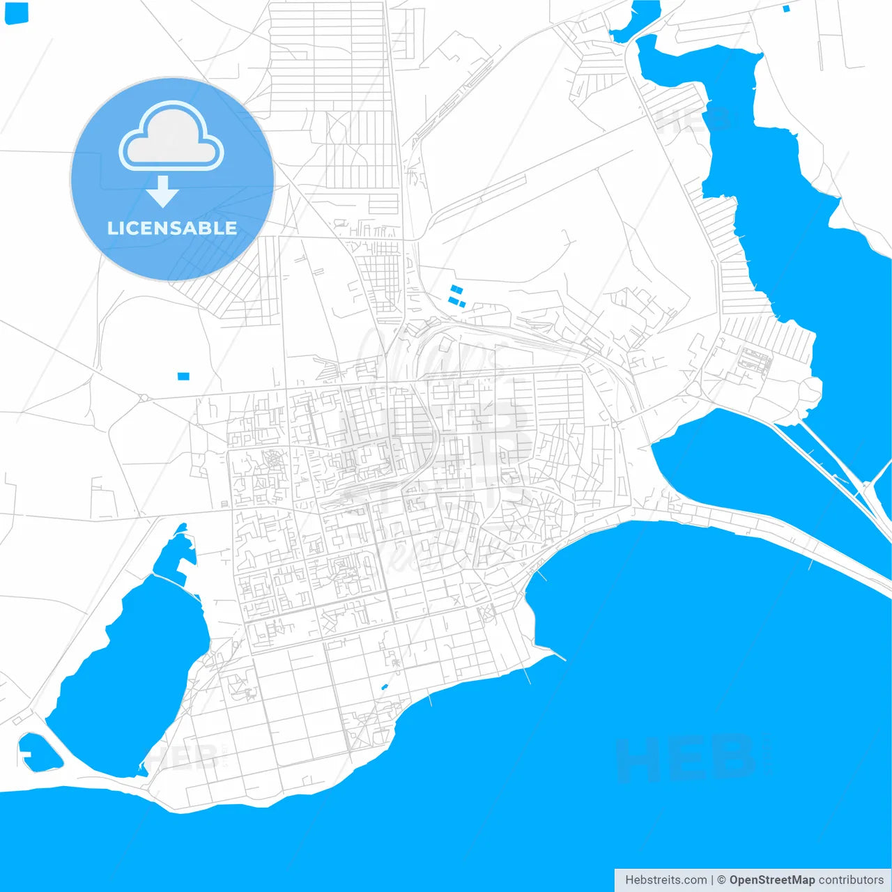 Yevpatoria, Ukraine bright two-toned vector map