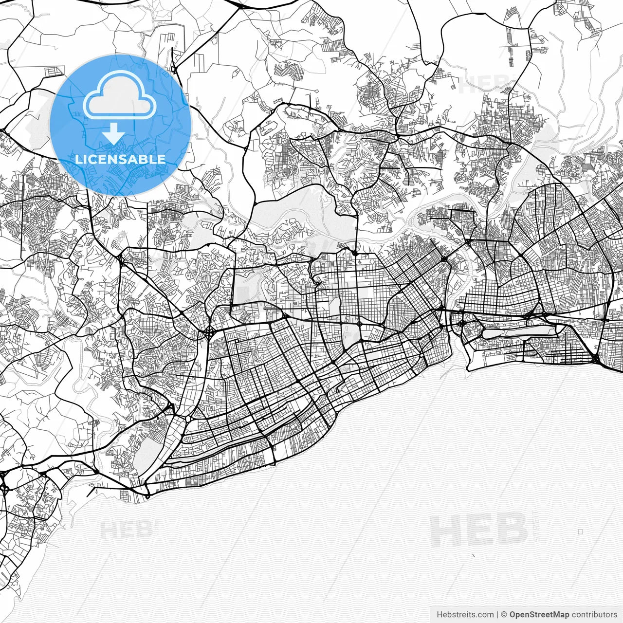 Vector PDF map of Santo Domingo, Dominican Republic