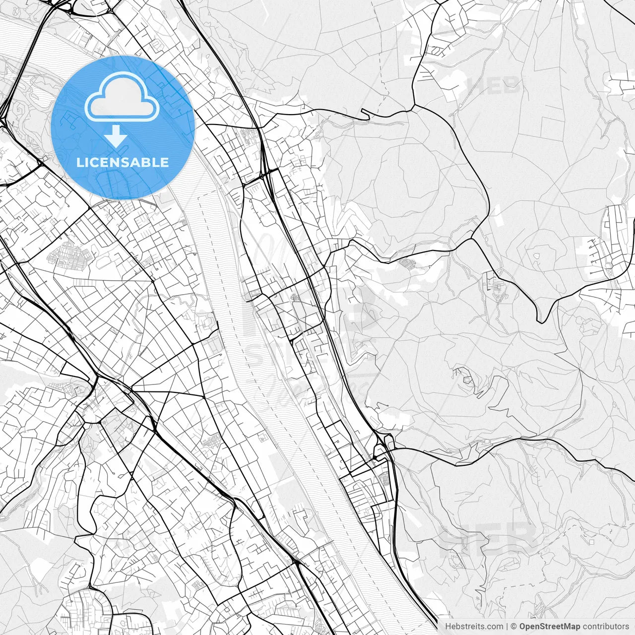 Vector PDF map of Konigswinter, Germany