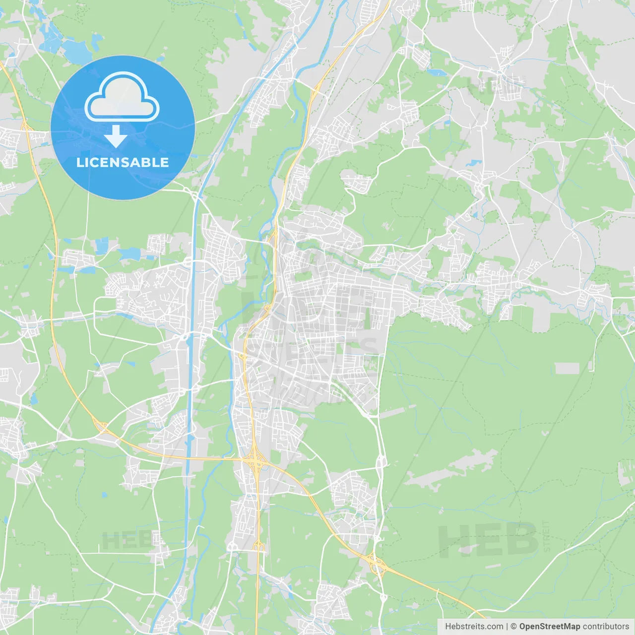 Erlangen, Germany printable street map