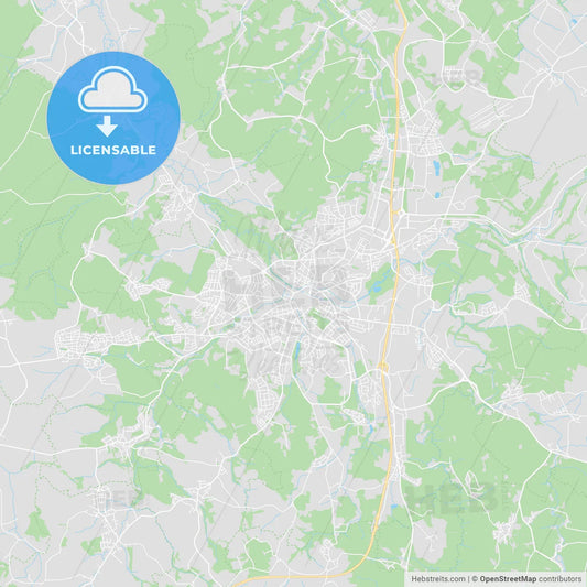 Bayreuth, Germany printable street map