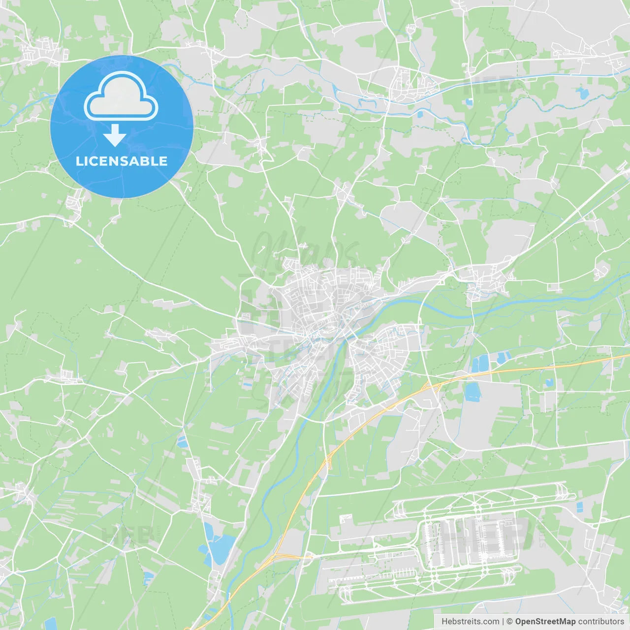 Freising, Germany printable street map