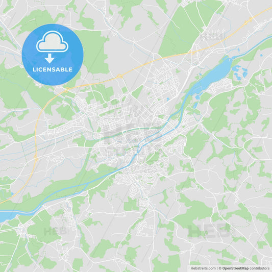 Landshut, Germany printable street map