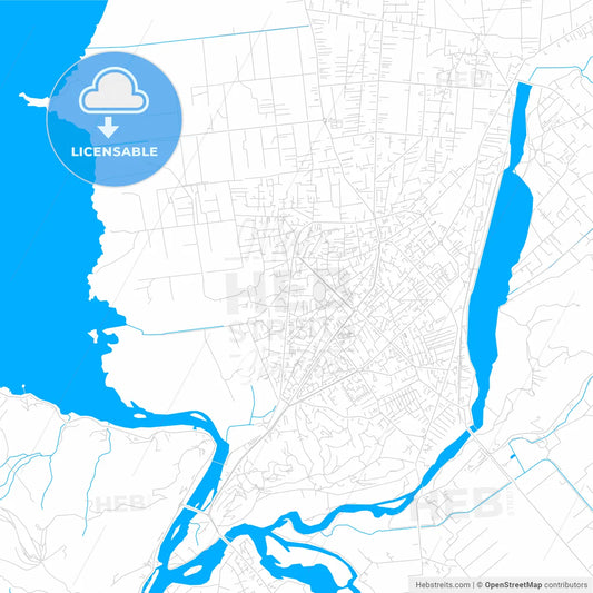 Shkodër, Albania bright two-toned vector map