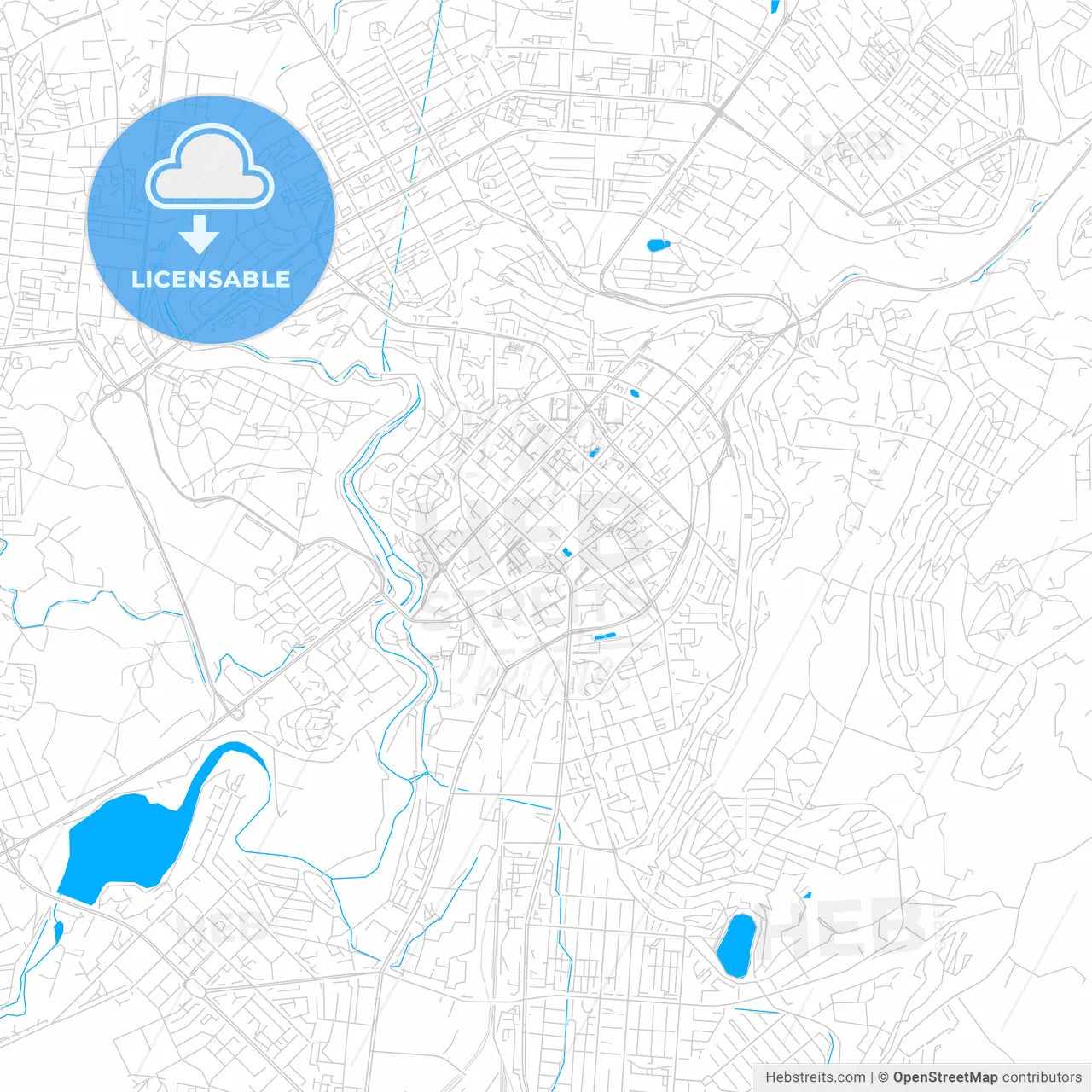Yerevan, Armenia bright two-toned vector map