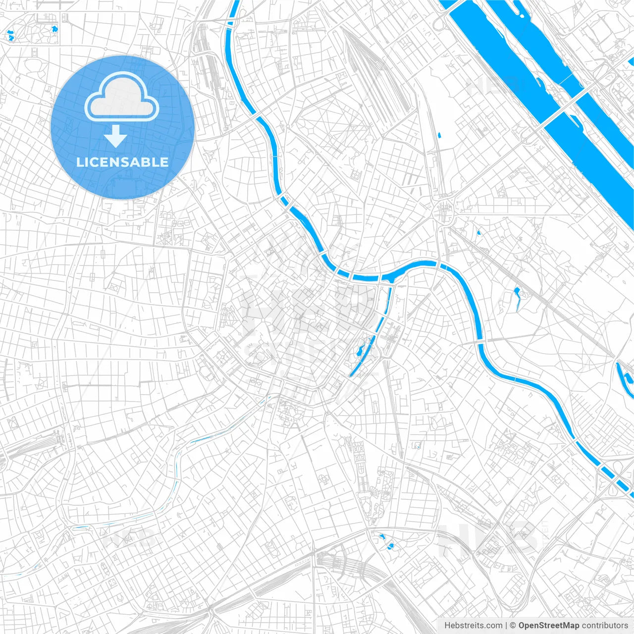 Vienna, Austria bright two-toned vector map