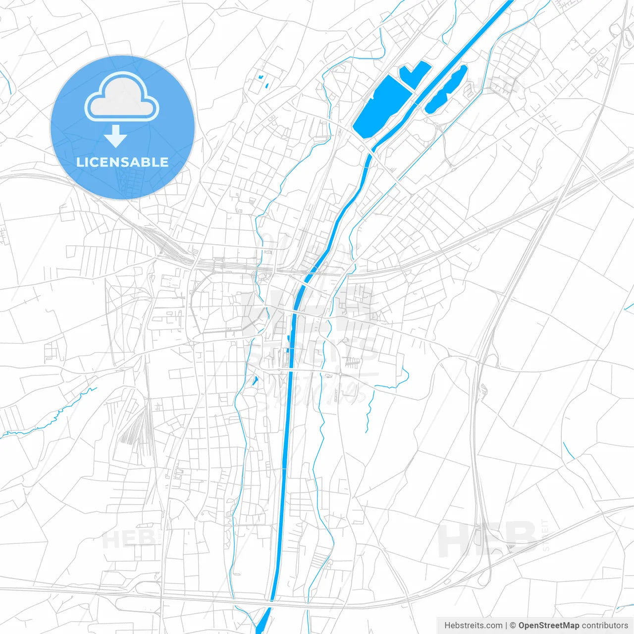 Sankt Pölten, Austria bright two-toned vector map