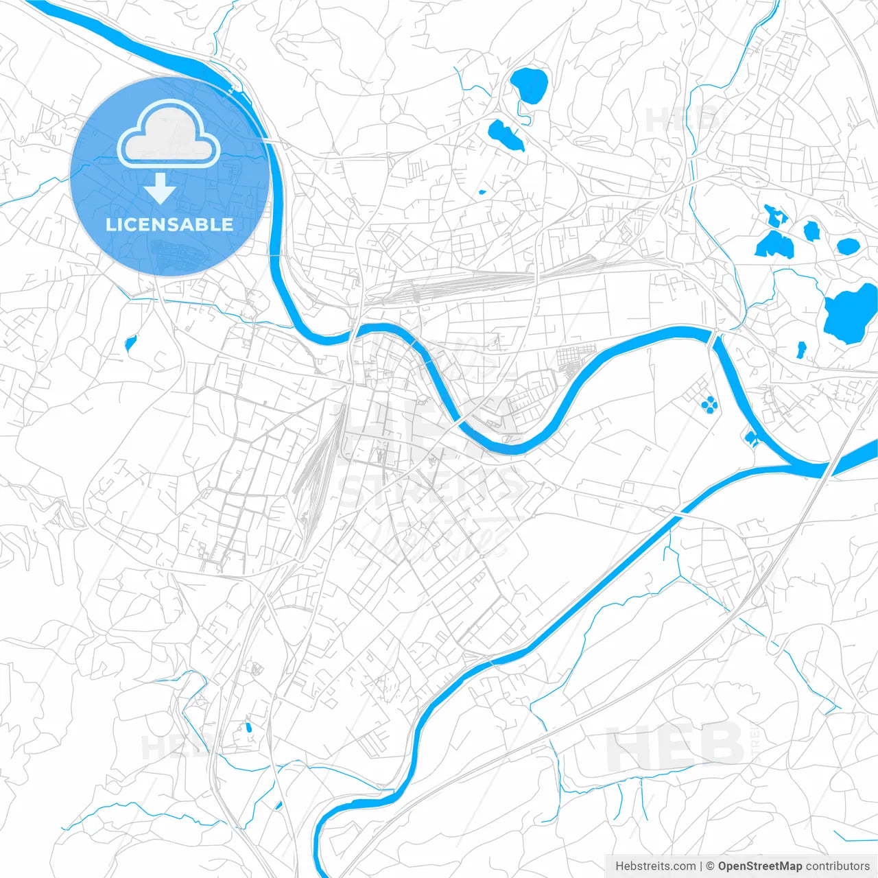 Villach, Austria Bright Two-Toned Vector Map – HEBSTREITS