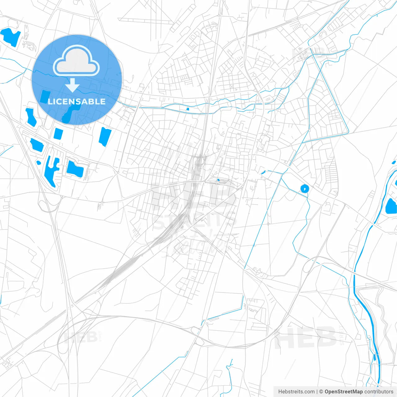 Wiener Neustadt, Austria bright two-toned vector map