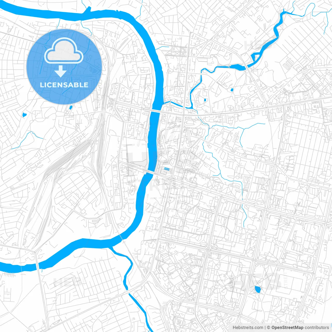 Vitebsk, Belarus bright two-toned vector map